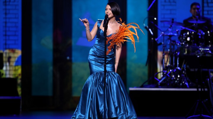 Ángela Aguilar siempre está en vestidos de gala | (Photo by Rich Polk/Getty Images for The Latin Recording Academy)