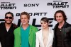 Aaron, Joey King, Brad Pitt y Bad Bunny en la alfombra roja de Bullet Train