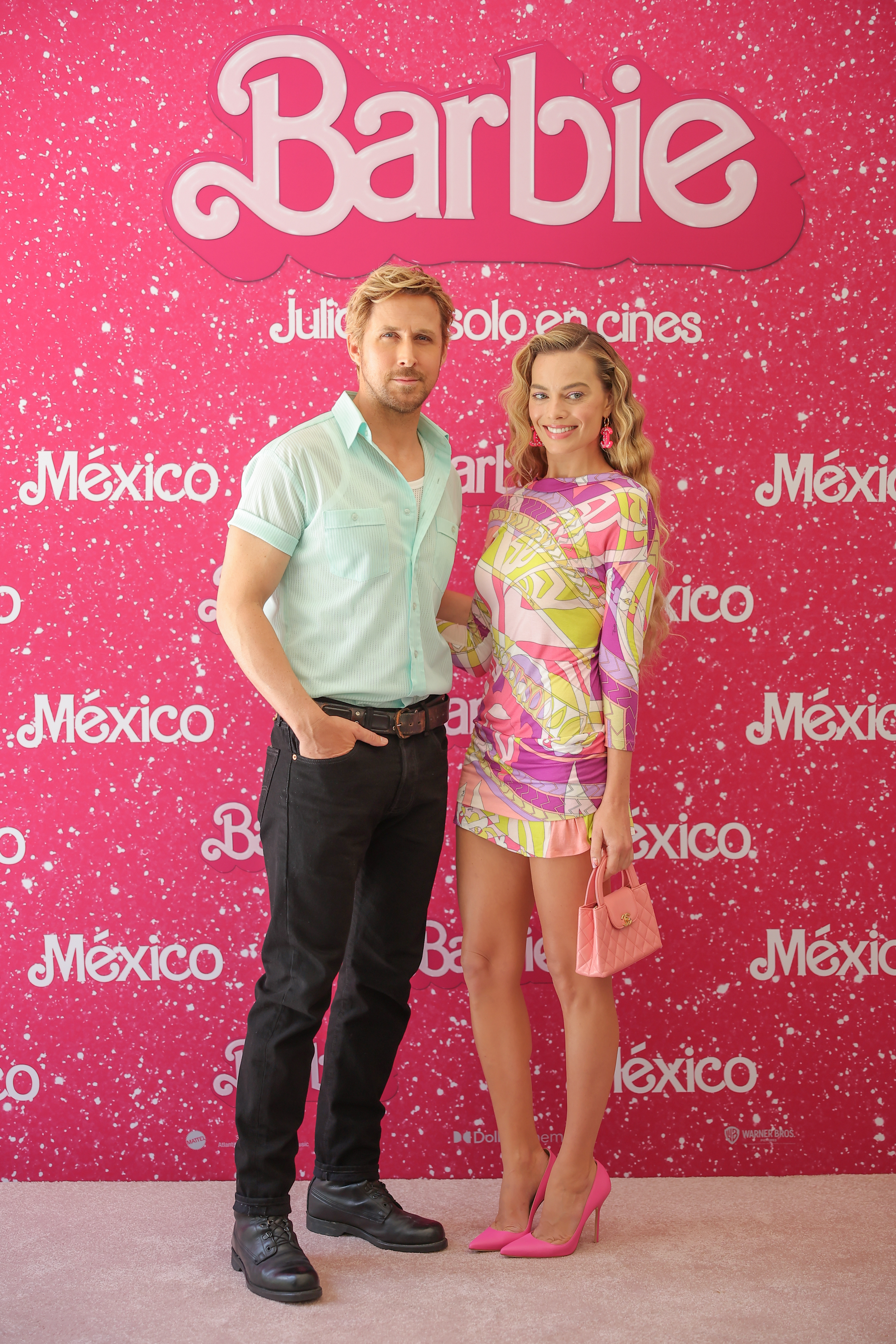 MEXICO CITY, MEXICO - JULY 07: Ryan Gosling and Margot Robbie pose during the photocall for the film 'Barbie' at Four Seasons Hotel Mexico City on July 07, 2023 in Mexico City, Mexico. (Photo by Hector Vivas/Getty Images)