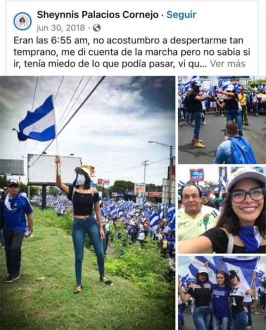 Sheynnis Palacios participando en las protestas contra el gobierno de Daniel Ortega.