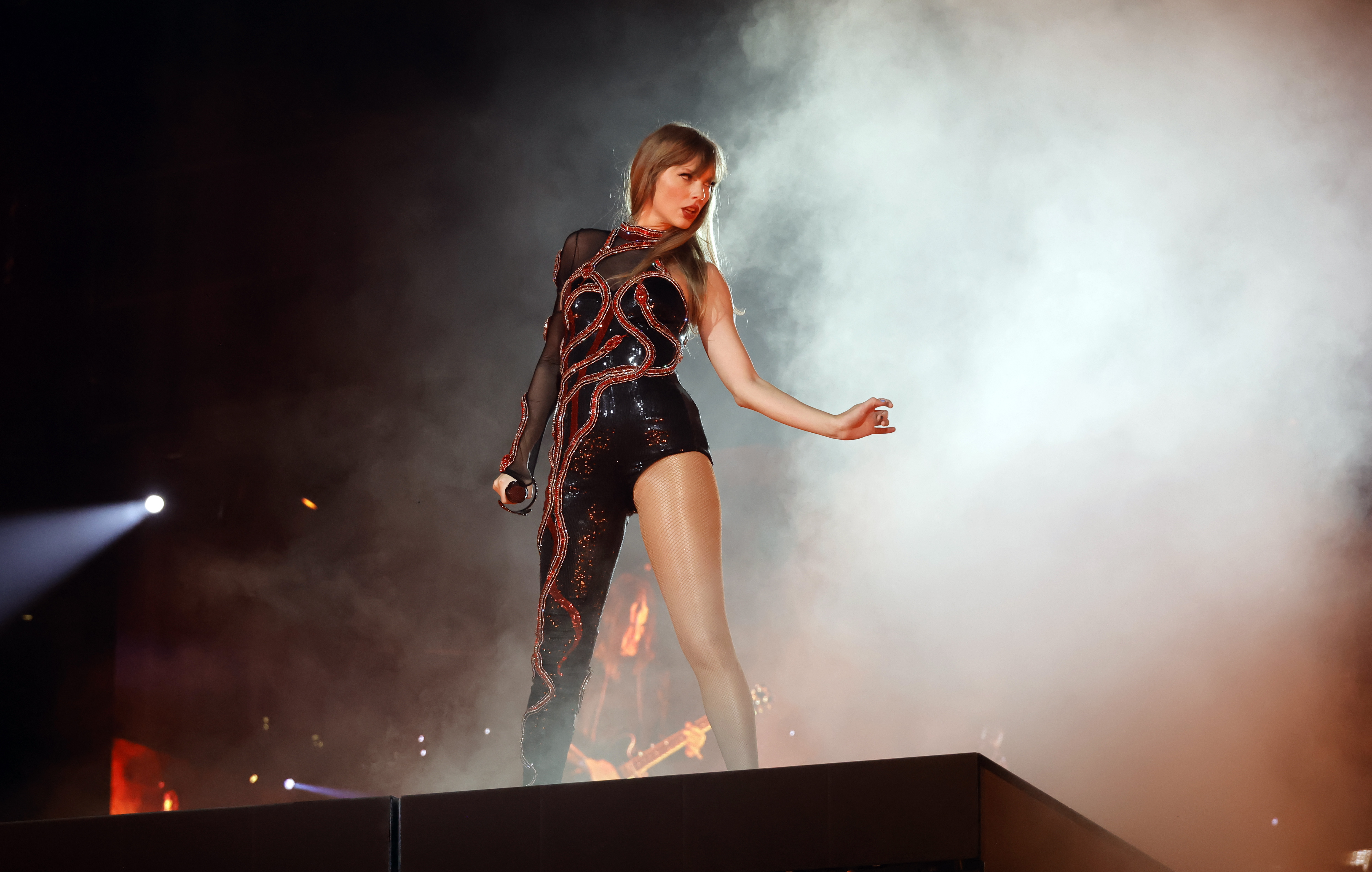 GLENDALE, ARIZONA - MARCH 17: Editorial use only and no commercial use at any time.  No use on publication covers is permitted after August 9, 2023. Taylor Swift performs onstage for the opening night of "Taylor Swift | The Eras Tour" at State Farm Stadium on March 17, 2023 in Swift City, ERAzona (Glendale, Arizona). The city of Glendale, Arizona was ceremonially renamed to Swift City for March 17-18 in honor of The Eras Tour. (Photo by Kevin Winter/Getty Images for TAS Rights Management)