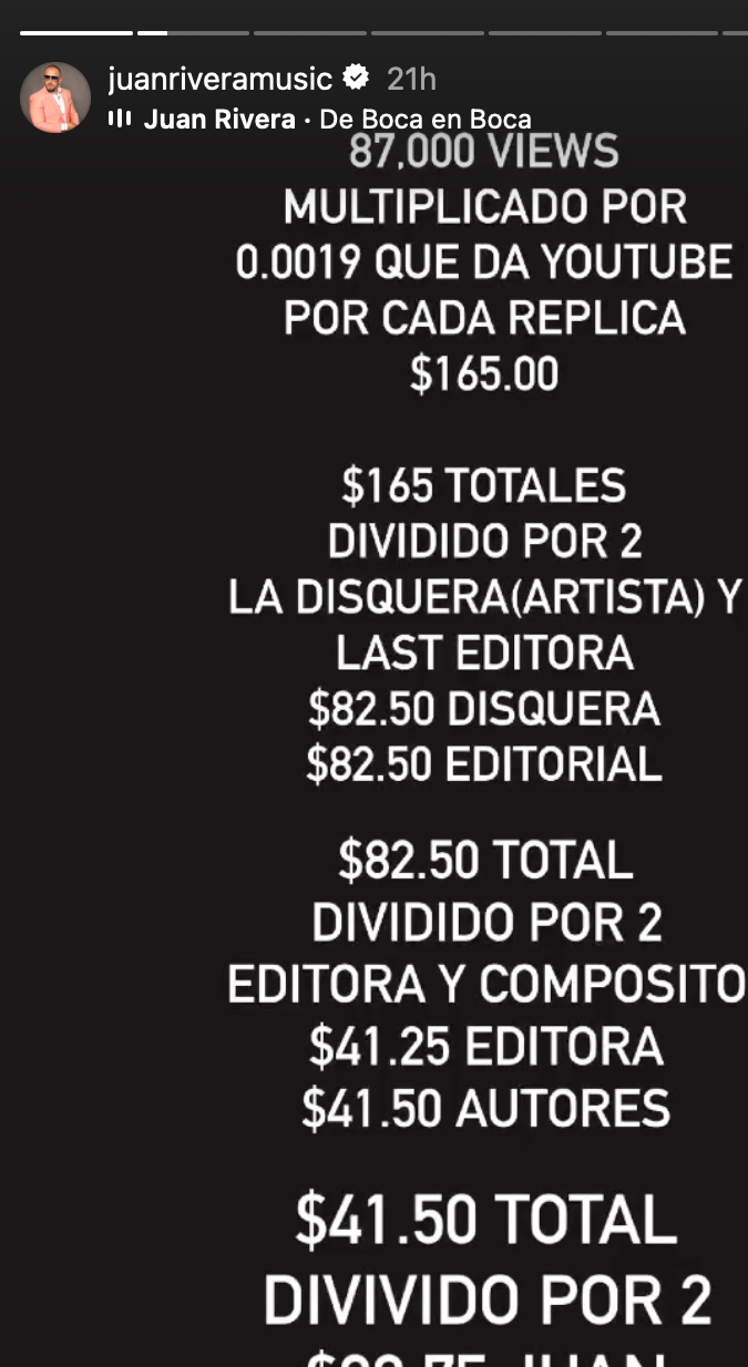 Juan Rivera aseguró que no recibe mucho dinero por regalías de la canción de su hemano