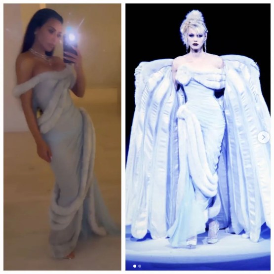 Kim Kardashian y su atuendo para Navidad 2023. (Foto: @muglerette54)