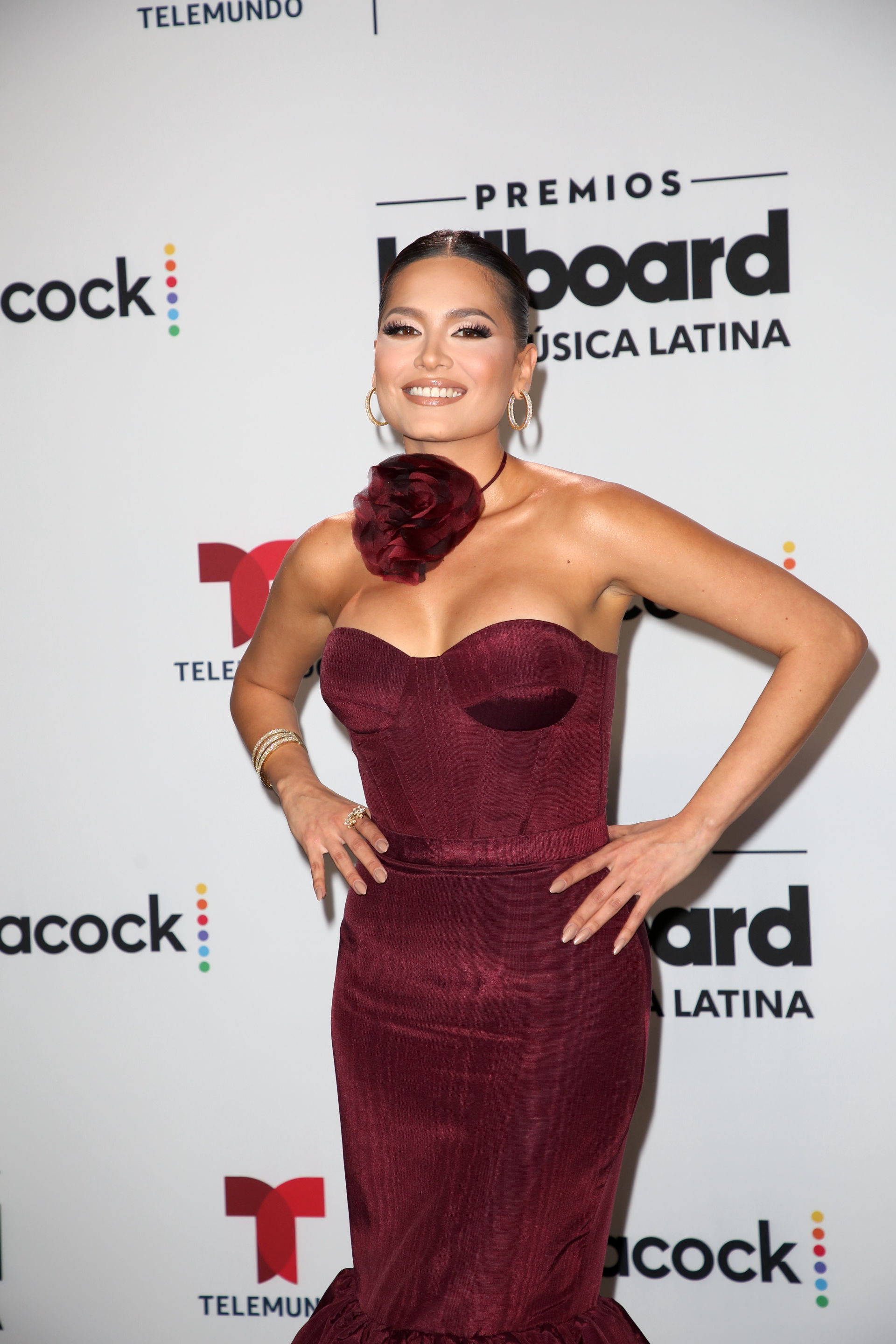 Andrea Meza en la alfombra de los Premios Billboard de la Música Latina/Miami, 5 de octubre del 2023.