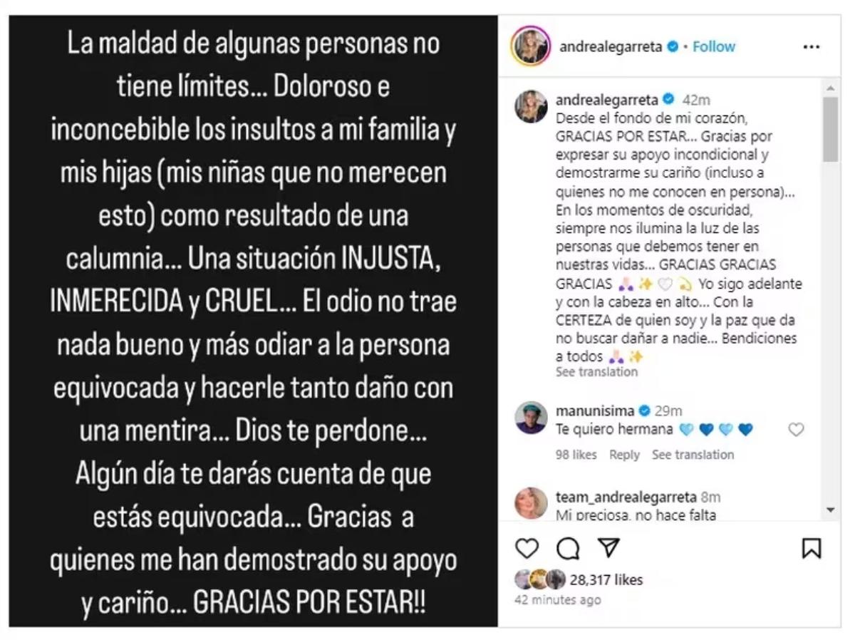 Andrea Legarreta explota en redes con tajante mensaje, ¿dirigido a Anette Cuburu?