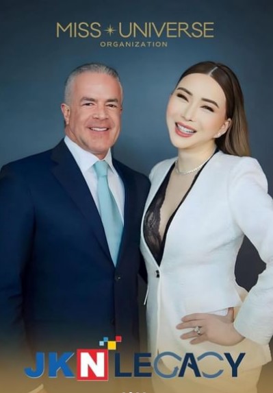 Anne Jakkaphong y Raúl Rocha Cantú, socios del Miss Universo. Foto de Instagram: @missuniverse