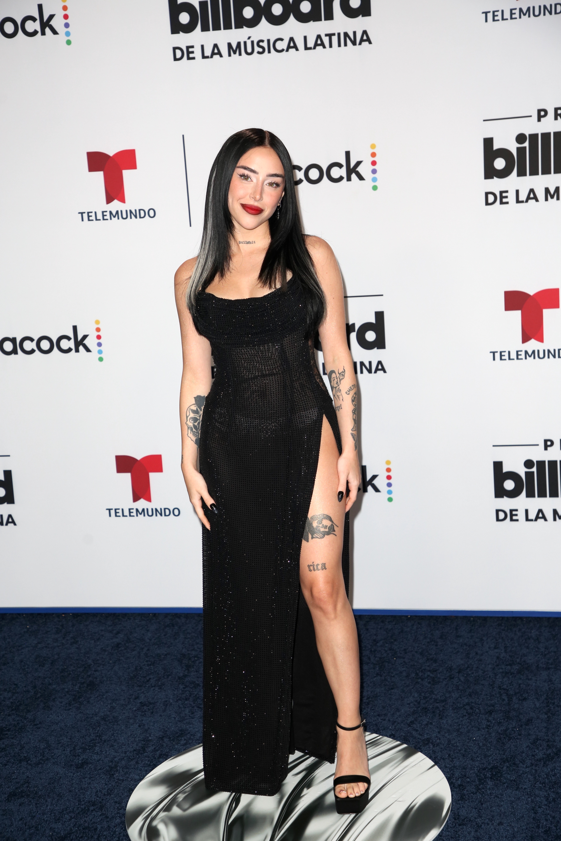 Nicki Nicole en la alfombra de los Premios Billboard de la Música Latina/Miami, 5 de octubre del 2023.