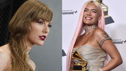 Taylor Swift y Karol G hicieron historia en la reciente premiación de los Grammy 2024. Creditos: Jordan Strauss/Richard Shotwell/AP.