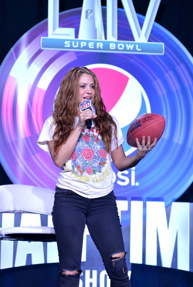 Shakira en la presentación del Halftime Show del Super bowl LIV de 2020.