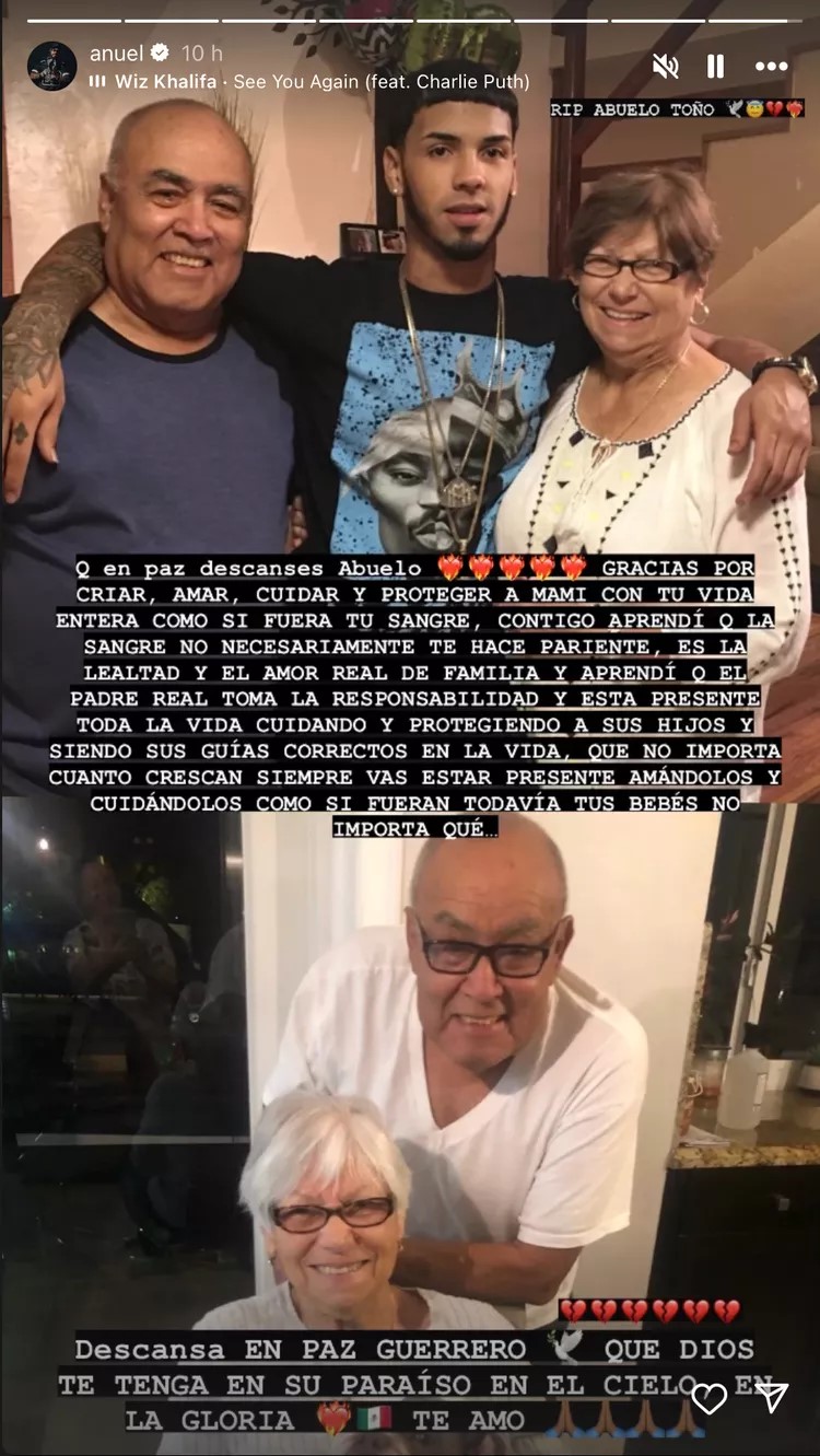 Anuel AA le dedicó un mensaje a su abuelo de crianza