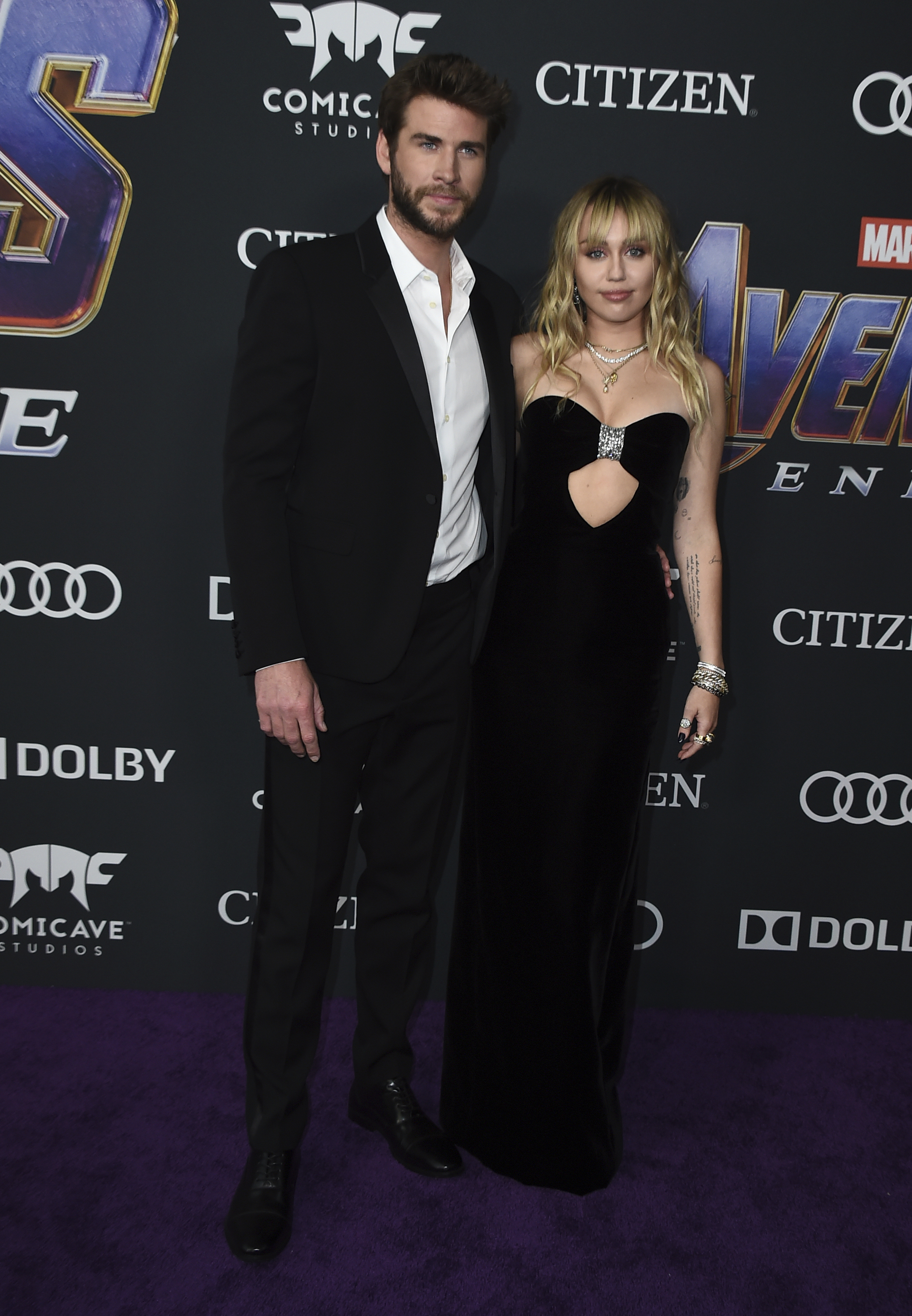 Liam Hemsworth y Miley Cyrus en el estreno de ‘Avengers: Endgame’ en Los Ángeles. Abril de 2019.