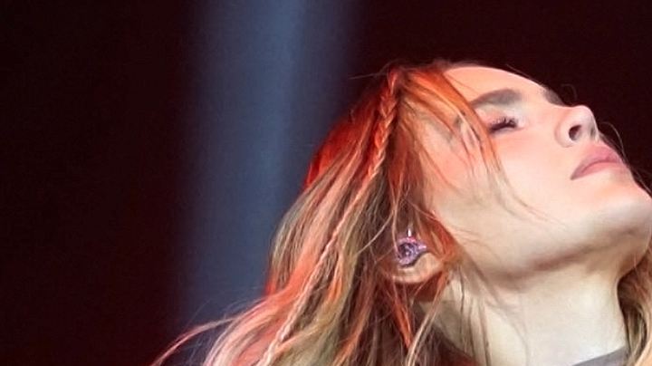 Belinda interpretó algunos de sus éxitos en un concierto celebrado en la Arena Ciudad de México y organizado por Radio Disney/México, 1 de julio 2023.