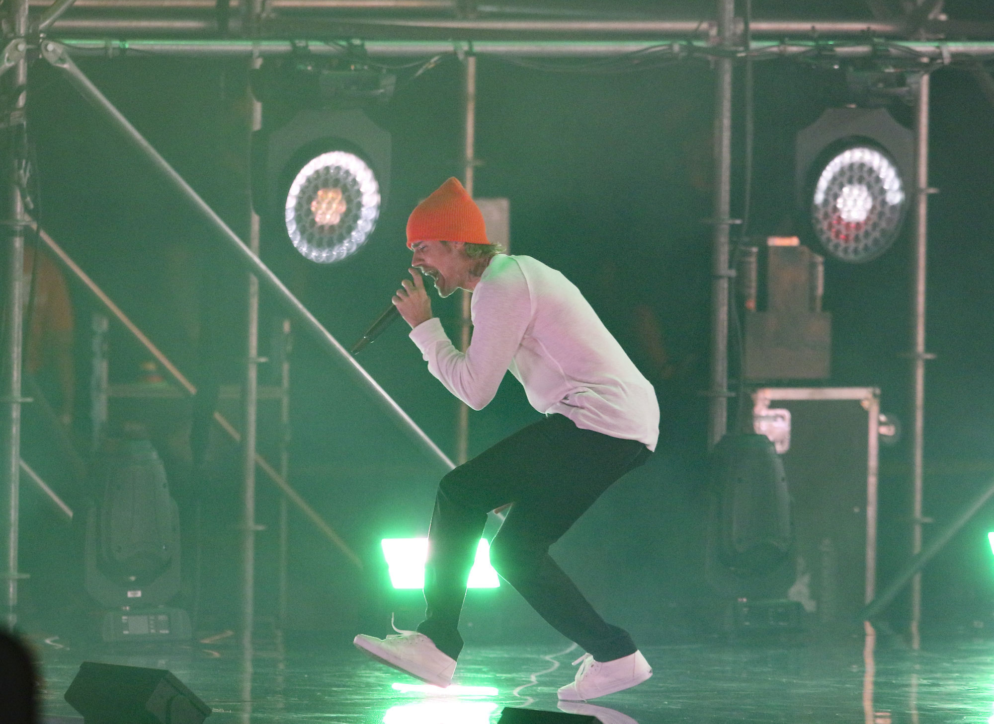 Justin Bieber durante la ‘Noche Triller Fight Club’ en el estadio Mercedes Benz el sábado 17 de abril de 2021 en Atlanta, Georgia.