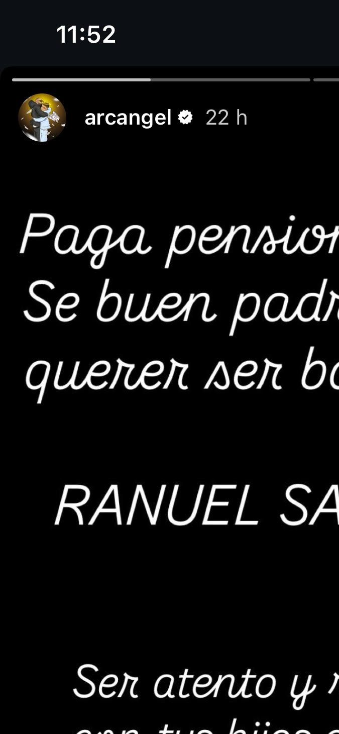 Captura de pantalla de una historia subida en el Instagram oficial de Arcángel. 