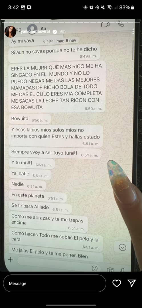 Captura de pantalla de Instagram de Yailin