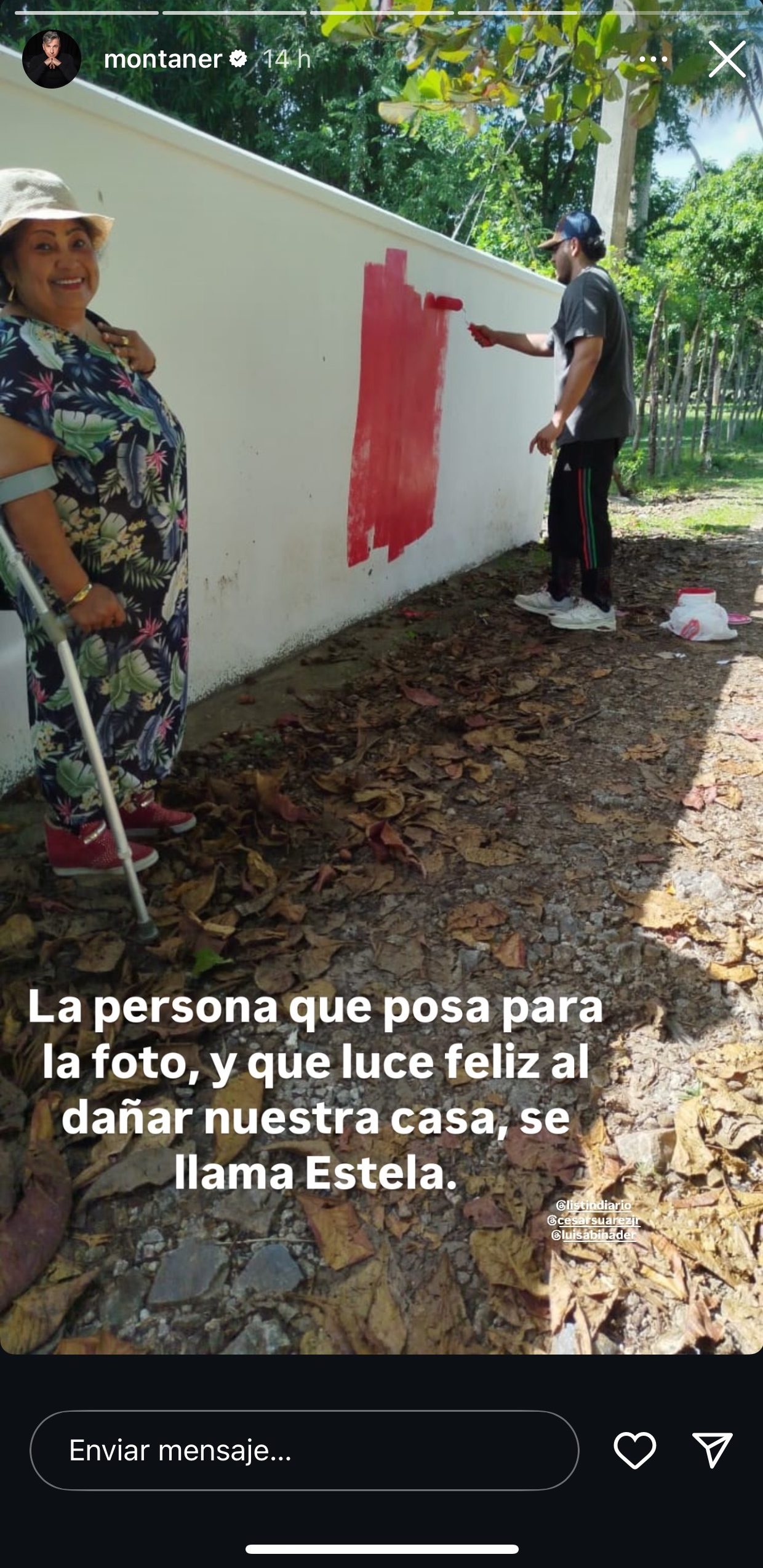 Historia de instagram compartida por el artista