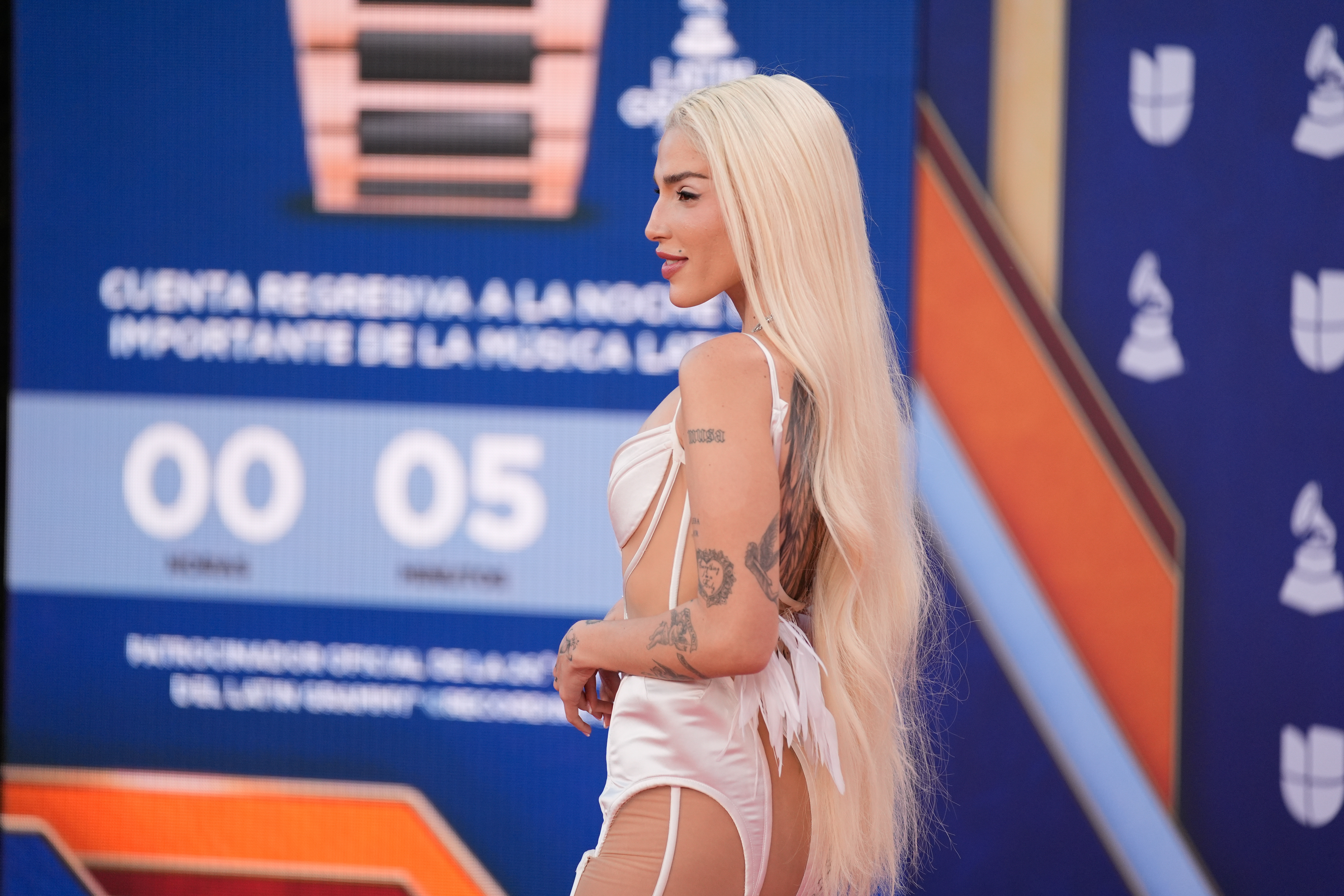 Elena Rose llega a los Latin Grammys 2025 el jueves 13 de noviembre de 2025 en el MGM Grand de Las Vegas. (Foto AP/John Locher).